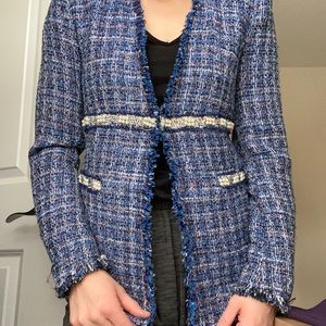 ZARA • tweed and pearl blazer